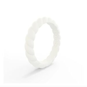 Qalo Womens White Stack-able Silicone Ring Size 5 Small Dainty Z